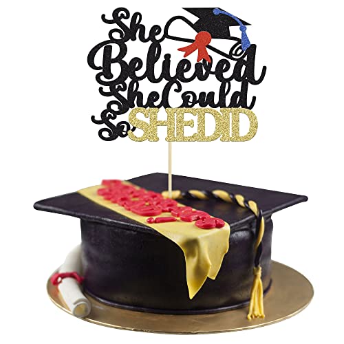 1 Stück She Believed She Could So She Did Cake Topper Gold Glitter 2022 Graduation Cake Topper Dekorationen für Mädchen Congrats Grad Graduation Party Supplies 1 Stück She Believed She Could So She Did Cake Topper Gold Glitter 2022 Graduation Cake Topper Dekorationen für Mädchen Congrats Grad Graduation Party Supplies von Gyufise