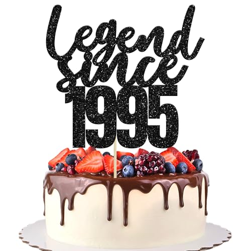 Gyufise Tortenaufsatz mit Aufschrift "Legend Since 5,064.8 cm, schwarzer Glitzer, Happy 30th Birthday", 30 fabelhafte Kuchendekorationen für Cheers bis 30. Geburtstag, Hochzeitstag, Partyzubehör, 1 von Gyufise