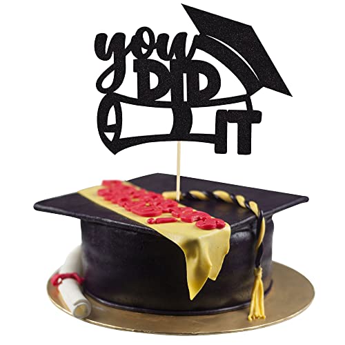 Gyufise Tortenaufsatz "You Did It" – Schwarz 2024 Abschluss-Kuchendekoration, Glitzer-Kappenaufsatz für Senioren, High School, Universität, College, Abschlussfeier, Partyzubehör von Gyufise