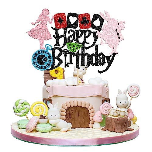 Gyufise 1 Stück Alice im Wunderland Geburtstagstortenaufsatz Gold Glitzer Magical Poker Bunny Bowl Clock Fairy Happy Birthday Cake Pick für Babyparty Kinder Mädchen Geburtstag Tee Party Kuchen Gyufise 1 Stück Alice im Wunderland Geburtstagstortenaufsatz Gold Glitzer Magical Poker Bunny Bowl Clock Fairy Happy Birthday Cake Pick für Babyparty Kinder Mädchen Geburtstag Tee Party Kuchen von Gyufise
