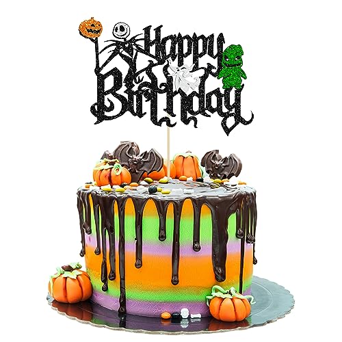 Gyufise 1 x Halloween-Kuchenaufsatz "Happy Birthday", Glitzer, Jack und Sally, Kürbis, Fledermaus, Schloss, Geist, Halloween-Kuchenspieß für Halloween, Motto-Party, Babyparty, Kindergeburtstag, Party, Gyufise 1 x Halloween-Kuchenaufsatz "Happy Birthday", Glitzer, Jack und Sally, Kürbis, Fledermaus, Schloss, Geist, Halloween-Kuchenspieß für Halloween, Motto-Party, Babyparty, Kindergeburtstag, Party, von Gyufise