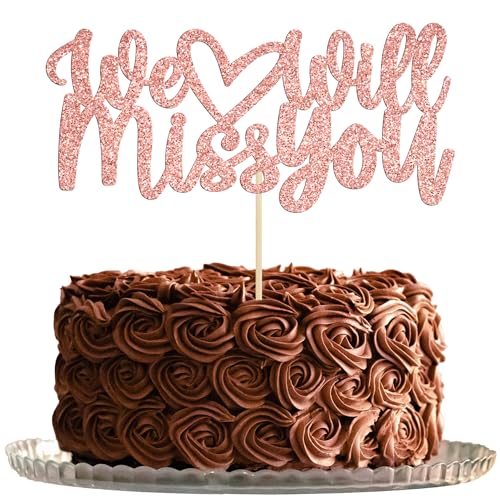 Gyufise 1 x Kuchendekoration mit Aufschrift "We Will Miss You", für Jobwechsel, Abschied, Ruhestand, Abschlussfeier, Party, Kuchendekoration, Rotgold, Glitzer Gyufise 1 x Kuchendekoration mit Aufschrift "We Will Miss You", für Jobwechsel, Abschied, Ruhestand, Abschlussfeier, Party, Kuchendekoration, Rotgold, Glitzer von Gyufise