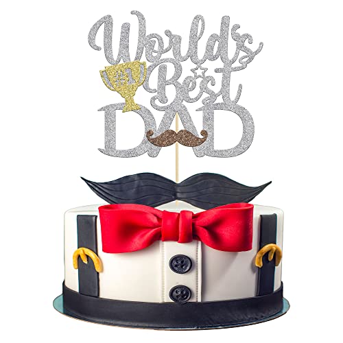 Gyufise 1 x World's Best Dad Cake Topper Father's Day Cake Pick with Moustache Happy Father's Day Birthday Party Cake Decorations Toppers Picks for Father's Birthday Party Supply Silver Glitter Gyufise 1 x World's Best Dad Cake Topper Father's Day Cake Pick with Moustache Happy Father's Day Birthday Party Cake Decorations Toppers Picks for Father's Birthday Party Supply Silver Glitter von Gyufise
