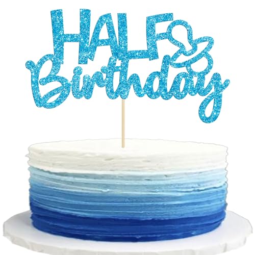 Gyufise 1 x blauer Glitzer-Tortenaufsatz, Halbjahr, Kuchendekoration für Halbjahr, Babyparty, Baby-Halbjahr, Geburtstag, Party-Dekoration Gyufise 1 x blauer Glitzer-Tortenaufsatz, Halbjahr, Kuchendekoration für Halbjahr, Babyparty, Baby-Halbjahr, Geburtstag, Party-Dekoration von Gyufise