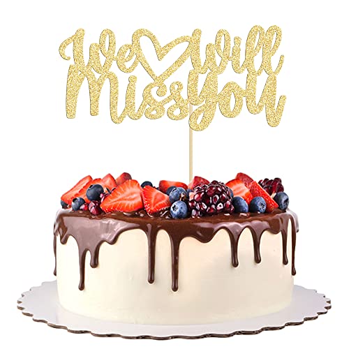 Gyufise 1 x goldener Glitzer-Tortenaufsatz mit Aufschrift "We Will Miss You" für Jobwechsel, Abschied, Ruhestand, Abschlussfeier, Party, Kuchendekoration Gyufise 1 x goldener Glitzer-Tortenaufsatz mit Aufschrift "We Will Miss You" für Jobwechsel, Abschied, Ruhestand, Abschlussfeier, Party, Kuchendekoration von Gyufise