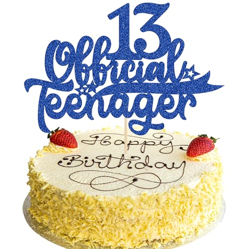 Gyufise 1 x offizieller Tortenaufsatz für Teenager, glitzernd, 13. Geburtstag, Kuchendekoration für Teenager, 13. Geburtstag, Partyzubehör, Blau Gyufise 1 x offizieller Tortenaufsatz für Teenager, glitzernd, 13. Geburtstag, Kuchendekoration für Teenager, 13. Geburtstag, Partyzubehör, Blau von Gyufise