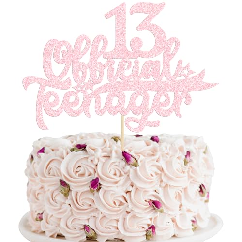 Gyufise 1 x offizieller Tortenaufsatz für Teenager, glitzernd, 13. Geburtstag, Kuchendekoration für Teenager, 13. Geburtstag, Partyzubehör, Hellrosa Gyufise 1 x offizieller Tortenaufsatz für Teenager, glitzernd, 13. Geburtstag, Kuchendekoration für Teenager, 13. Geburtstag, Partyzubehör, Hellrosa von Gyufise