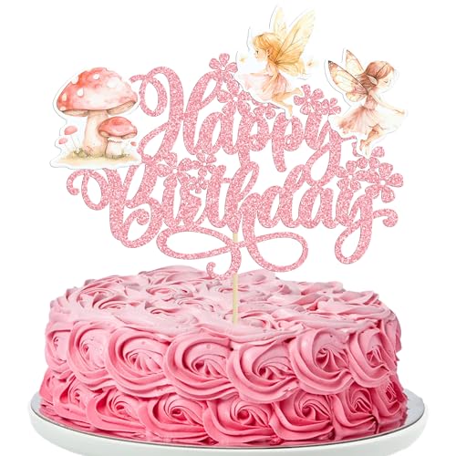 Gyufise 1Pc Fee alles Gute zum Geburtstag Kuchen Topper Glitter Pilz Blumen Feen Geburtstag Kuchen Dekorationen für Fee Thema Baby Dusche Geburtstag Garten Party Dekorationen Zubehör rosa Gyufise 1Pc Fee alles Gute zum Geburtstag Kuchen Topper Glitter Pilz Blumen Feen Geburtstag Kuchen Dekorationen für Fee Thema Baby Dusche Geburtstag Garten Party Dekorationen Zubehör rosa von Gyufise