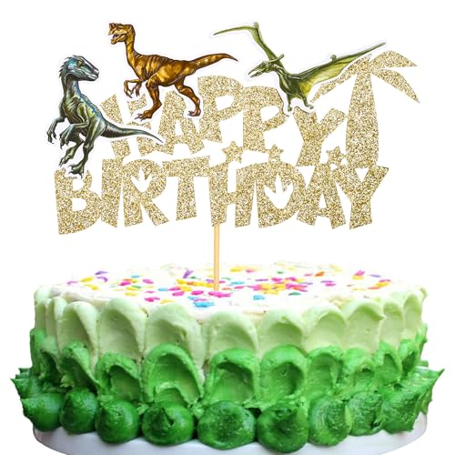Gyufise 1Pcs Dinosaurier alles Gute zum Geburtstag Kuchen Topper Dinosaurier Kuchen Pick für Jurassic Thema Baby Dusche Kinder Geburtstag Party Supplies Kuchen Dekorationen Zubehör Gold Gyufise 1Pcs Dinosaurier alles Gute zum Geburtstag Kuchen Topper Dinosaurier Kuchen Pick für Jurassic Thema Baby Dusche Kinder Geburtstag Party Supplies Kuchen Dekorationen Zubehör Gold von Gyufise