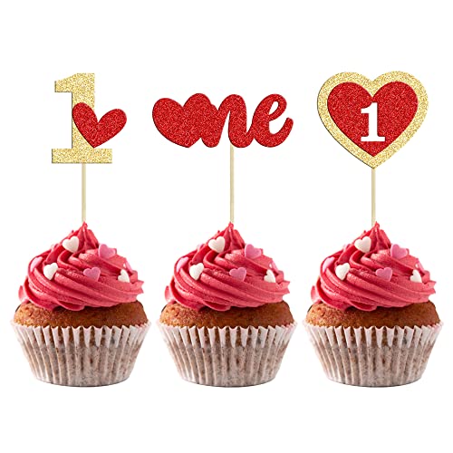 Gyufise 24 Stück Valentinstag 1 Cupcake Topper Gold Rot Glitzer Herz Erster Geburtstag Kuchendekoration Dekorationen für Valentinstag Thema Hochzeit Verlobung Brautdusche Geburtstag Party Zubehör Gyufise 24 Stück Valentinstag 1 Cupcake Topper Gold Rot Glitzer Herz Erster Geburtstag Kuchendekoration Dekorationen für Valentinstag Thema Hochzeit Verlobung Brautdusche Geburtstag Party Zubehör von Gyufise