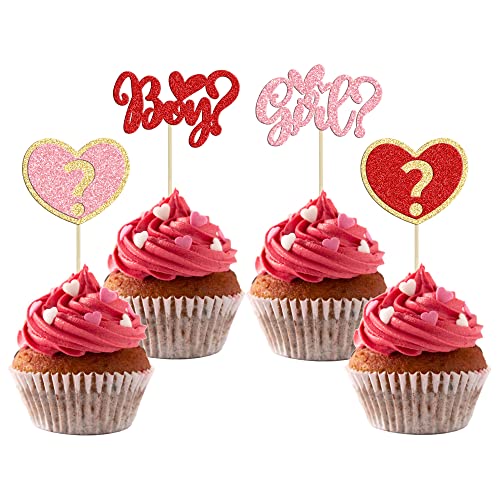 Gyufise 24Pcs Valentine Gender Reveal Cupcake Toppers Pink Red Glitter Heart Boy or Girl Cupcake Picks Decorations for Valentine's Day Birthday Anniversary Party Supplies Gyufise 24Pcs Valentine Gender Reveal Cupcake Toppers Pink Red Glitter Heart Boy or Girl Cupcake Picks Decorations for Valentine's Day Birthday Anniversary Party Supplies von Gyufise