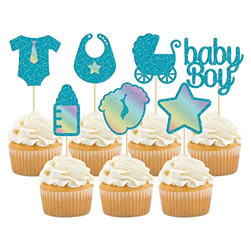 Gyufise 28 Stück Babyparty Junge Cupcake Topper Blau Glitzer Stern Onesie Flasche Fußdruck Nippel Baby Junge Kuchen Topper für Babyparty Baby Junge Geburtstag Party Dekorationen Gyufise 28 Stück Babyparty Junge Cupcake Topper Blau Glitzer Stern Onesie Flasche Fußdruck Nippel Baby Junge Kuchen Topper für Babyparty Baby Junge Geburtstag Party Dekorationen von Gyufise
