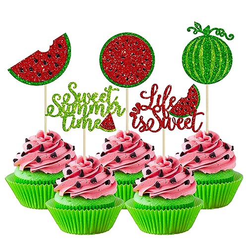 Gyufise 30 Stück Wassermelonen-Cupcake-Topper, Glitzer, süßer Sommer, tropische Früchte, Cupcake-Picks für Wassermelonen-Thema, Babyparty, Kindergeburtstag, Party, Kuchendekorationen Gyufise 30 Stück Wassermelonen-Cupcake-Topper, Glitzer, süßer Sommer, tropische Früchte, Cupcake-Picks für Wassermelonen-Thema, Babyparty, Kindergeburtstag, Party, Kuchendekorationen von Gyufise