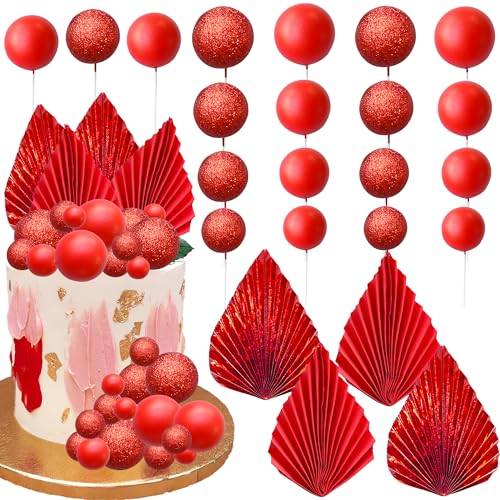 Gyufise 32 Stück rote Kugeln, Kuchendekoration, Valentinstag, Palmblätter, Kuchendekorationen, DIY-Schaumstoffkugeln, Papier, Palmblatt-Kucheneinsatz, Dekorationen für Geburtstag, Hochzeit, Party, Gyufise 32 Stück rote Kugeln, Kuchendekoration, Valentinstag, Palmblätter, Kuchendekorationen, DIY-Schaumstoffkugeln, Papier, Palmblatt-Kucheneinsatz, Dekorationen für Geburtstag, Hochzeit, Party, von Gyufise