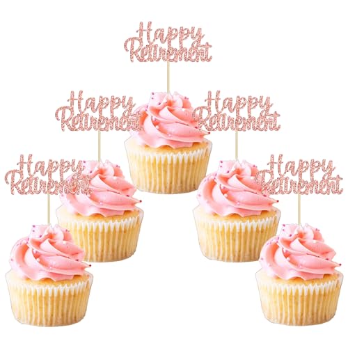 Gyufise 36 Stück Happy Retirement Cupcake Topper Glitzer Ruhestand Cupcake Picks Ruhestand Thema Geburtstag Party Kuchen Dekorationen Rose Gold Gyufise 36 Stück Happy Retirement Cupcake Topper Glitzer Ruhestand Cupcake Picks Ruhestand Thema Geburtstag Party Kuchen Dekorationen Rose Gold von Gyufise