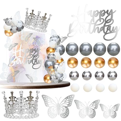 Gyufise 40 Stück Kronen-Kuchenaufsätze, Geburtstagskerzen, Schmetterlinge, Corona Para, Pastell-Kuchendekorationen für Hochzeit, Babyparty, Party-Dekorationen, Silber/Gold Gyufise 40 Stück Kronen-Kuchenaufsätze, Geburtstagskerzen, Schmetterlinge, Corona Para, Pastell-Kuchendekorationen für Hochzeit, Babyparty, Party-Dekorationen, Silber/Gold von Gyufise