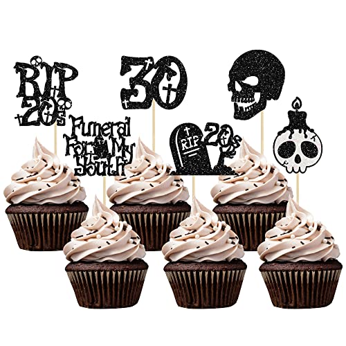 Gyufise Cupcake-Aufsätze mit Aufschrift "Death to My 20s", glitzernd, 20er-Jahre-Cupcake-Picks, Death to My Twenties Beerdigung, Kuchendekorationen für Rip to My 20s Youth 30. Geburtstag, Gyufise Cupcake-Aufsätze mit Aufschrift "Death to My 20s", glitzernd, 20er-Jahre-Cupcake-Picks, Death to My Twenties Beerdigung, Kuchendekorationen für Rip to My 20s Youth 30. Geburtstag, von Gyufise