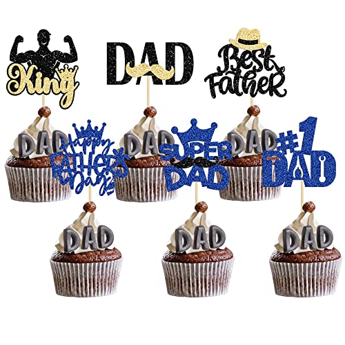Gyufise Cupcake-Aufsätze mit Aufschrift "Happy Father's Day", Glitzer, Schnurrbart, Tie King Super #1 Dad Best Dad Werkzeug, Konstruktion, Cupcake-Picks für Happy Father's Day Motto-Party, Gyufise Cupcake-Aufsätze mit Aufschrift "Happy Father's Day", Glitzer, Schnurrbart, Tie King Super #1 Dad Best Dad Werkzeug, Konstruktion, Cupcake-Picks für Happy Father's Day Motto-Party, von Gyufise