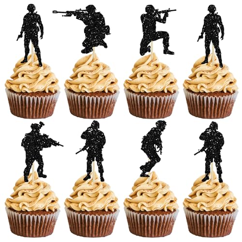 Gyufise Cupcake-Aufsätze mit Militär-Soldaten, Glitzer, Militär-Thema, Marineblau, Armee, Spezialeinheiten, Cupcake-Picks für Armee, Veteranentag, Männer, Jungen, Geburtstag, Party, Gyufise Cupcake-Aufsätze mit Militär-Soldaten, Glitzer, Militär-Thema, Marineblau, Armee, Spezialeinheiten, Cupcake-Picks für Armee, Veteranentag, Männer, Jungen, Geburtstag, Party, von Gyufise