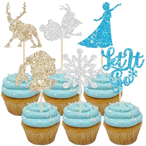 Gyufise Cupcake-Aufsätze mit Schneeflocken-Motiv, Glitzer, Prinzessin, Hirsch, Schlösser, Schneeflocke, Cupcake-Picks für Winterwunderland, Schnee-Thema, Geburtstag, Weihnachten, Schlösser, Party Gyufise Cupcake-Aufsätze mit Schneeflocken-Motiv, Glitzer, Prinzessin, Hirsch, Schlösser, Schneeflocke, Cupcake-Picks für Winterwunderland, Schnee-Thema, Geburtstag, Weihnachten, Schlösser, Party von Gyufise