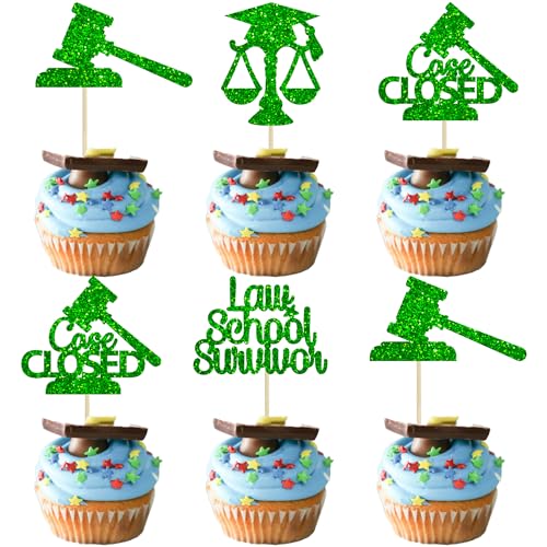 Gyufise Cupcake-Topper für 2024, für Anwälte, Abschlussfeier, Glitzer, Klasse 2024, für Anwälte, 2024, Kuchendekorationen, 24 Stück von Gyufise