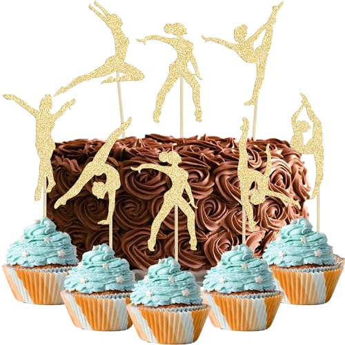 Gyufise Cupcake-Topper für Turner, Mädchen, Kuchendekorationen, Gymnastik, Geburtstagsparty, Zubehör für Fitnessstudio, Babyparty, Mädchen, Geburtstagsparty, 28 Stück Gyufise Cupcake-Topper für Turner, Mädchen, Kuchendekorationen, Gymnastik, Geburtstagsparty, Zubehör für Fitnessstudio, Babyparty, Mädchen, Geburtstagsparty, 28 Stück von Gyufise