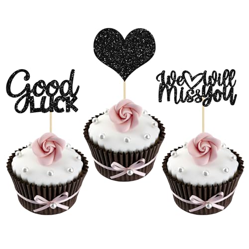 Gyufise Cupcake-Topper mit Aufschrift "We Will Miss You", 36 Stück, Schwarz Gyufise Cupcake-Topper mit Aufschrift "We Will Miss You", 36 Stück, Schwarz von Gyufise