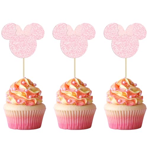 Gyufise Cupcake-Topper mit rosa Schleife, Roségold, Glitzer, Mini-Cupcake-Picks, Dekorationen für Babyparty, Hochzeit, Kindergeburtstag, Partyzubehör, 36 Stück Gyufise Cupcake-Topper mit rosa Schleife, Roségold, Glitzer, Mini-Cupcake-Picks, Dekorationen für Babyparty, Hochzeit, Kindergeburtstag, Partyzubehör, 36 Stück von Gyufise