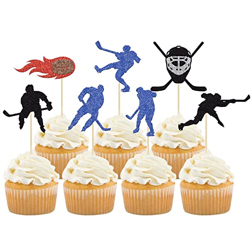 Gyufise Hockey-Cupcake-Topper, Glitzer, Hockeyspieler, Cupcake-Picks, Eishockey-Sportthema, Babyparty, Jungen, Mädchen, Geburtstagsparty, Kuchendekorationen, Zubehör, 28 Stück Gyufise Hockey-Cupcake-Topper, Glitzer, Hockeyspieler, Cupcake-Picks, Eishockey-Sportthema, Babyparty, Jungen, Mädchen, Geburtstagsparty, Kuchendekorationen, Zubehör, 28 Stück von Gyufise
