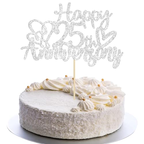 Gyufise Kuchendekoration zum 25. Geburtstag, silberfarben, glitzernd, 3 Stück Gyufise Kuchendekoration zum 25. Geburtstag, silberfarben, glitzernd, 3 Stück von Gyufise