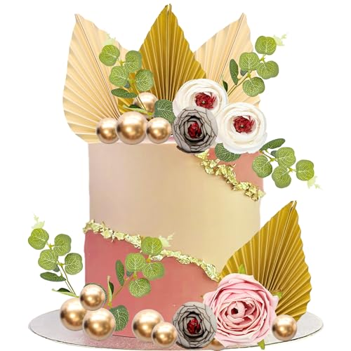 Gyufise Künstliche Rosenblätter, Kuchendekoration, Goldballon-Kuchenaufsätze, Blätter, Papierpalmenfächer, Kuchenspieße für DIY, Hochzeit, Geburtstag, Valentinstag, Party-Dekorationen, Beige, 22 Stück Gyufise Künstliche Rosenblätter, Kuchendekoration, Goldballon-Kuchenaufsätze, Blätter, Papierpalmenfächer, Kuchenspieße für DIY, Hochzeit, Geburtstag, Valentinstag, Party-Dekorationen, Beige, 22 Stück von Gyufise