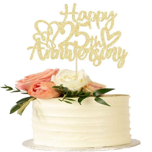 Gyufise Tortenaufsätze zum 25. Geburtstag, zum 25. Hochzeitstag, zum 25. Hochzeitstag, Geburtstag, Party-Dekoration, 3 Stück Gyufise Tortenaufsätze zum 25. Geburtstag, zum 25. Hochzeitstag, zum 25. Hochzeitstag, Geburtstag, Party-Dekoration, 3 Stück von Gyufise
