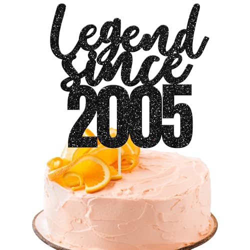 Gyufise Tortenaufsatz, Motiv: Legend Since 2004, glitzernd, 20. Geburtstag, Kuchendekoration, für 20. Geburtstag, Hochzeit, Jahrestag, Party-Dekorationen, Zubehör, Schwarz, 1 Packung Gyufise Tortenaufsatz, Motiv: Legend Since 2004, glitzernd, 20. Geburtstag, Kuchendekoration, für 20. Geburtstag, Hochzeit, Jahrestag, Party-Dekorationen, Zubehör, Schwarz, 1 Packung von Gyufise