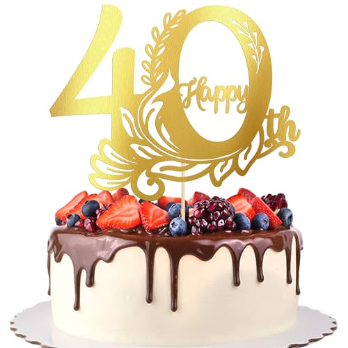 Gyufise Tortenaufsatz "Happy 40th Birthday", 1 Stück, 40 fabelhafte Kuchendekoration "Cheers to 40" Kuchendekoration für 40. Geburtstag, Jahrestag, Party-Dekoration, Zubehör, Gold Gyufise Tortenaufsatz "Happy 40th Birthday", 1 Stück, 40 fabelhafte Kuchendekoration "Cheers to 40" Kuchendekoration für 40. Geburtstag, Jahrestag, Party-Dekoration, Zubehör, Gold von Gyufise