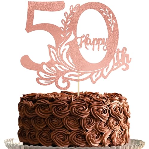 Gyufise Tortenaufsatz "Happy 50th Birthday", 50 fabelhafte Kuchendekoration, Cheers to 50, Kuchendekoration für 50. Geburtstag, Jahrestag, Party-Dekoration, Roségold, 1 Stück Gyufise Tortenaufsatz "Happy 50th Birthday", 50 fabelhafte Kuchendekoration, Cheers to 50, Kuchendekoration für 50. Geburtstag, Jahrestag, Party-Dekoration, Roségold, 1 Stück von Gyufise