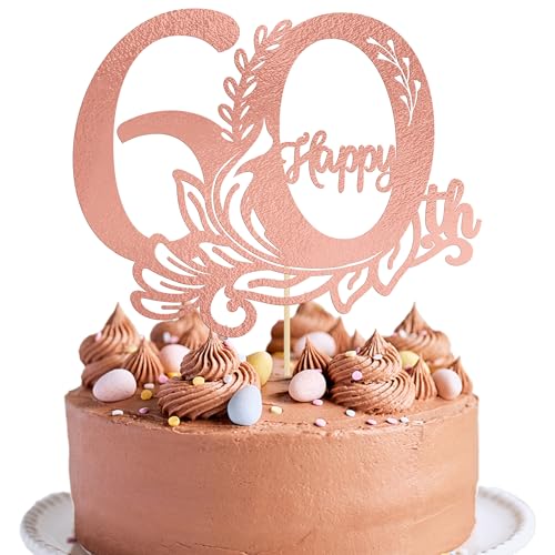 Gyufise Tortenaufsatz "Happy 60th Birthday", 60 fabelhafte Kuchendekoration, Cheers to 60, Kuchendekoration für 60. Geburtstag, Jahrestag, Party-Dekoration, Roségold, 1 Stück Gyufise Tortenaufsatz "Happy 60th Birthday", 60 fabelhafte Kuchendekoration, Cheers to 60, Kuchendekoration für 60. Geburtstag, Jahrestag, Party-Dekoration, Roségold, 1 Stück von Gyufise