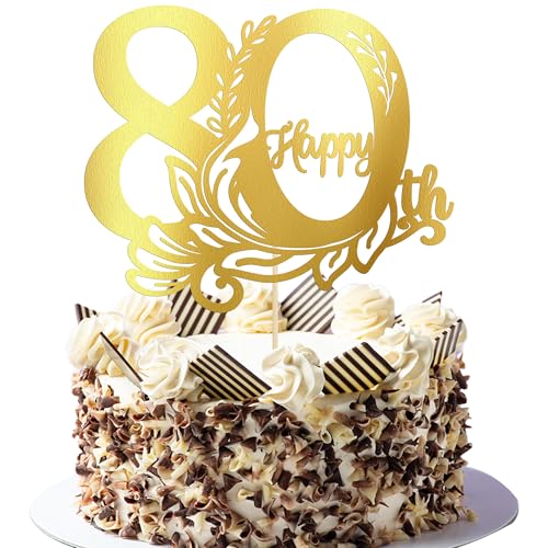 Gyufise Tortenaufsatz "Happy 80th Birthday", 80 fabelhafte Kuchendekoration "Cheers to 80 ", Kuchendekoration für 80. Geburtstag, Jahrestag, Party-Dekoration, goldfarben, 1 Stück Gyufise Tortenaufsatz "Happy 80th Birthday", 80 fabelhafte Kuchendekoration "Cheers to 80 ", Kuchendekoration für 80. Geburtstag, Jahrestag, Party-Dekoration, goldfarben, 1 Stück von Gyufise