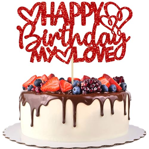 Gyufise 1 x roter Kuchenaufsatz "Happy Birthday" mit Herz für Ehefrau, Ehemann, Kinder oder Elternparty-Dekoration Gyufise 1 x roter Kuchenaufsatz "Happy Birthday" mit Herz für Ehefrau, Ehemann, Kinder oder Elternparty-Dekoration von Gyufise