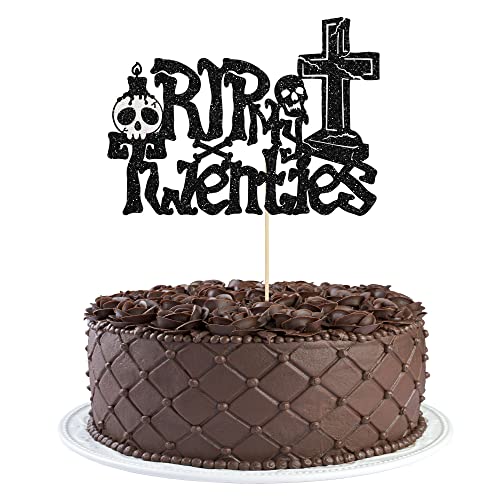 Gyufise Tortenaufsatz "Rip Twenties", schwarzer Glitzer, "Death to My Twenties"-Kuchendekoration für Rip 20s Beerdigung, Happy Youth 30. Geburtstag, Partyzubehör, 1 Stück Gyufise Tortenaufsatz "Rip Twenties", schwarzer Glitzer, "Death to My Twenties"-Kuchendekoration für Rip 20s Beerdigung, Happy Youth 30. Geburtstag, Partyzubehör, 1 Stück von Gyufise