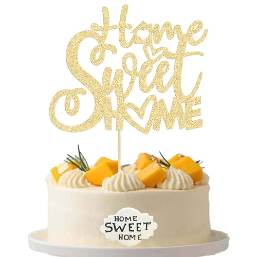 Gyufise Tortenaufsatz "Sweet Home", goldfarbener Glitzer-Schlüssel, Einweihungs-Kuchendekorationen für neues Zuhause, Motto-Party, Kuchendekorationen, Zubehör, 1 Stück Gyufise Tortenaufsatz "Sweet Home", goldfarbener Glitzer-Schlüssel, Einweihungs-Kuchendekorationen für neues Zuhause, Motto-Party, Kuchendekorationen, Zubehör, 1 Stück von Gyufise
