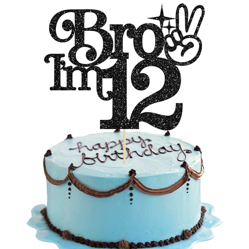Gyufise Tortenaufsatz mit Aufschrift "Brother I'm 12", glitzernd, "Happy 12th Birthday", Kuchendekoration, Aufschrift "It's My 12th Birthday", Dekoration für Jungen, Cheers to 12 Years Old Birthday Gyufise Tortenaufsatz mit Aufschrift "Brother I'm 12", glitzernd, "Happy 12th Birthday", Kuchendekoration, Aufschrift "It's My 12th Birthday", Dekoration für Jungen, Cheers to 12 Years Old Birthday von Gyufise