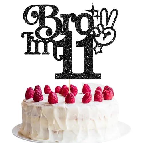 Gyufise Tortenaufsatz mit Aufschrift "Brother I'm 27.9 cm, glitzernd, "Happy 11th Birthday", Kuchendekoration, Aufschrift "It's My 11th Birthday", Dekoration für Jungen, Cheers to 11 Years Old von Gyufise