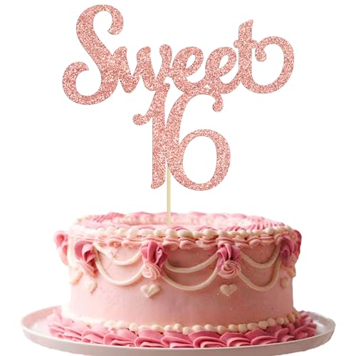Gyufise 1 x rotgoldener glitzernder Tortenaufsatz für 16. Geburtstag, Party-Dekoration, Cupcake-Topper mit Krone für süße 16. Geburtstag bis 16. Geburtstag Gyufise 1 x rotgoldener glitzernder Tortenaufsatz für 16. Geburtstag, Party-Dekoration, Cupcake-Topper mit Krone für süße 16. Geburtstag bis 16. Geburtstag von Gyufise
