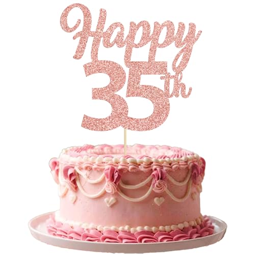 Tortenaufsätze "Happy 35th Birthday", Roségold, Glitzer, Zahl 35, Tortendekoration, 35. Geburtstag, Hochzeitstag, Partyzubehör, 3 Stück Tortenaufsätze "Happy 35th Birthday", Roségold, Glitzer, Zahl 35, Tortendekoration, 35. Geburtstag, Hochzeitstag, Partyzubehör, 3 Stück von Gyufise