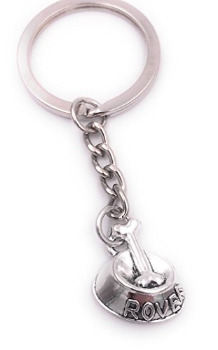 H-Customs Hundenapf mit Knochen Schlüsselanhänger Anhänger Silber aus Metall von H-Customs