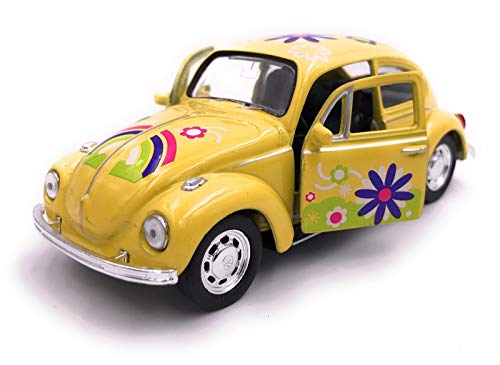 H-Customs Love Peace Käfer Modellauto Auto Lizenzprodukt 1:34-1:39 gelb von H-Customs