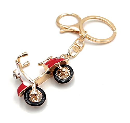 H-Customs Motorroller Bike Moped Gold rot  Schlüsselanhänger Anhänger Gold von H-Customs