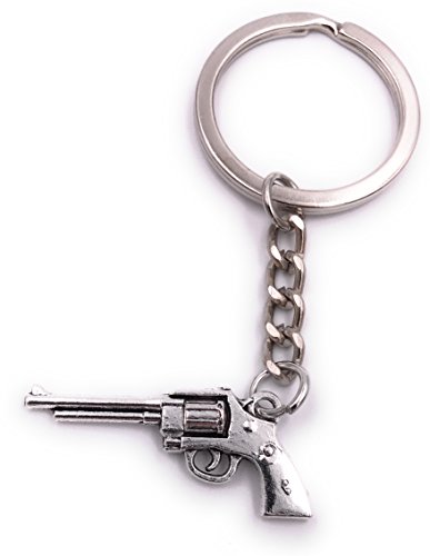 H-Customs Revolver Pistole lang Schlüsselanhänger Anhänger Silber aus Metall von H-Customs