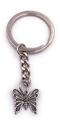 H-Customs Schmetterling Schlüsselanhänger Anhänger Silber aus Metall von H-Customs