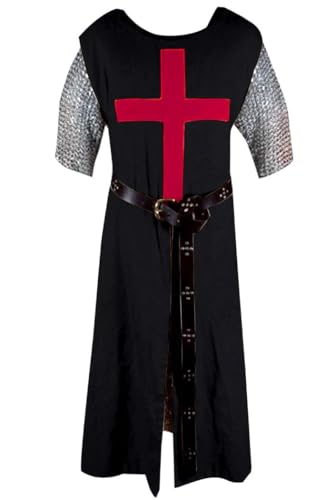 Mittelalterliche Tunika mit Kreuzritterritter, Tempelrock, historisch genauer Surcoat, Cosplay, handgefertigt, Theaterkostüme, Schwarz/Rot Templer B, 6X-Large Mittelalterliche Tunika mit Kreuzritterritter, Tempelrock, historisch genauer Surcoat, Cosplay, handgefertigt, Theaterkostüme, Schwarz/Rot Templer B, 6X-Large von H H C